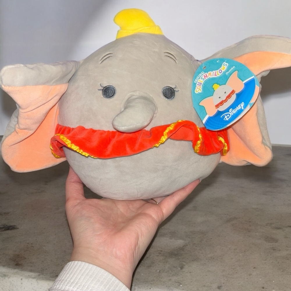 Disney Squishmallows Dumbo Plush Toy Gray Orange 8"